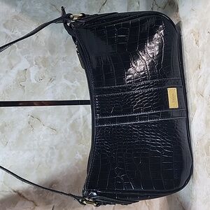 Liz Claiborne Black Croc-Embossed Shoulder Bag